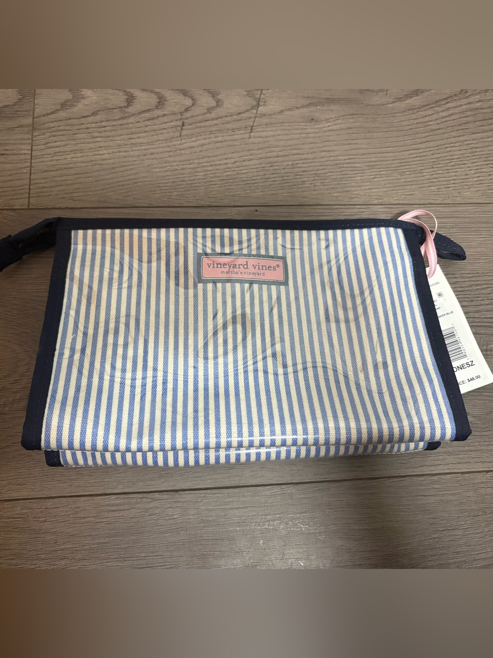 Vineyard Vines Blue Striped Mom Zippered Pouch Cosmetics Travel Preppy